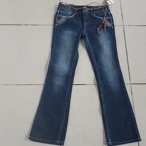 Squeeze Kids Blue Jeans with Embellished Pockets Size 10